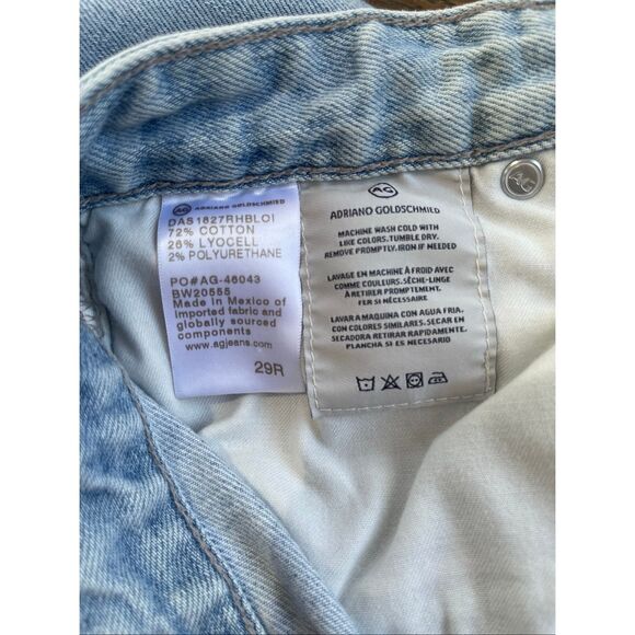 Adriano Goldschmied Raw Hem Wide Leg Crop Jeans Blue Denim Light Wash Size 29R - Picture 11 of 13